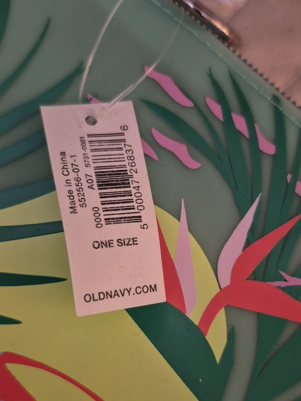 Old Navy Green Tropical Toucan Zip Pouch with Bright Accents